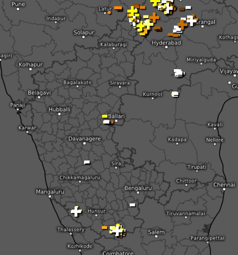 Noon storms in Parts of Kodagu , Chamarajanagara , Chitradurga , Bidar , & Ballari ⛈️⚡️
#KarnatakaRains