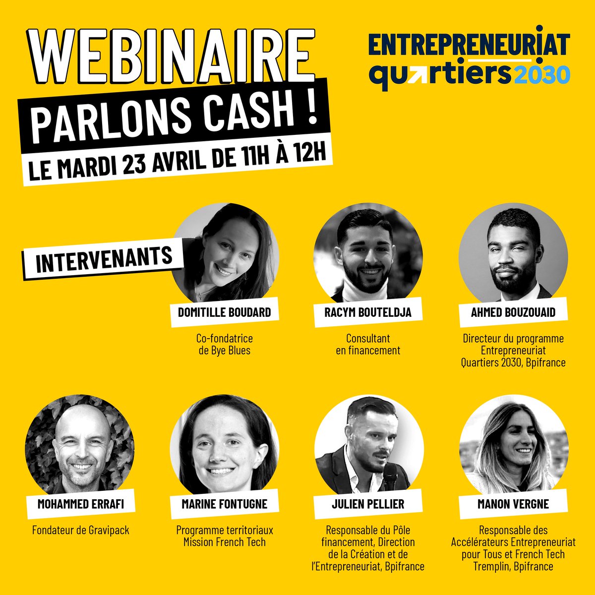 🚨 Ne manquez pas notre prochain #webinaire 'Parlons Cash !' le mardi 23 avril de 11h à 12h dédié au #financement de l'#innovation ! 🙌 Ecoutez le témoignage d’entrepreneurs qui ont obtenu des aides à l’innovation et bénéficier de conseils d’experts 👉 spkl.io/60124FhDm