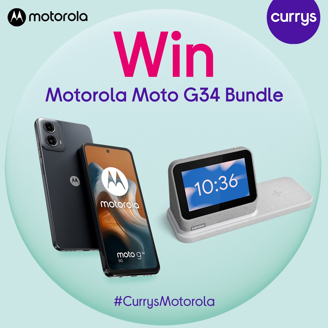 currys's tweet image. Did someone say giveaway? 👀 ✨ 

We have a Motorola Moto G34 Bundle up for grabs! 📱 

How to win:

1)Follow @currys 

2) Like and reply to this post letting us know what your favourite app is, using #CurrysMotorola

T&amp;amp;Cs apply
Comp closes: 21/04