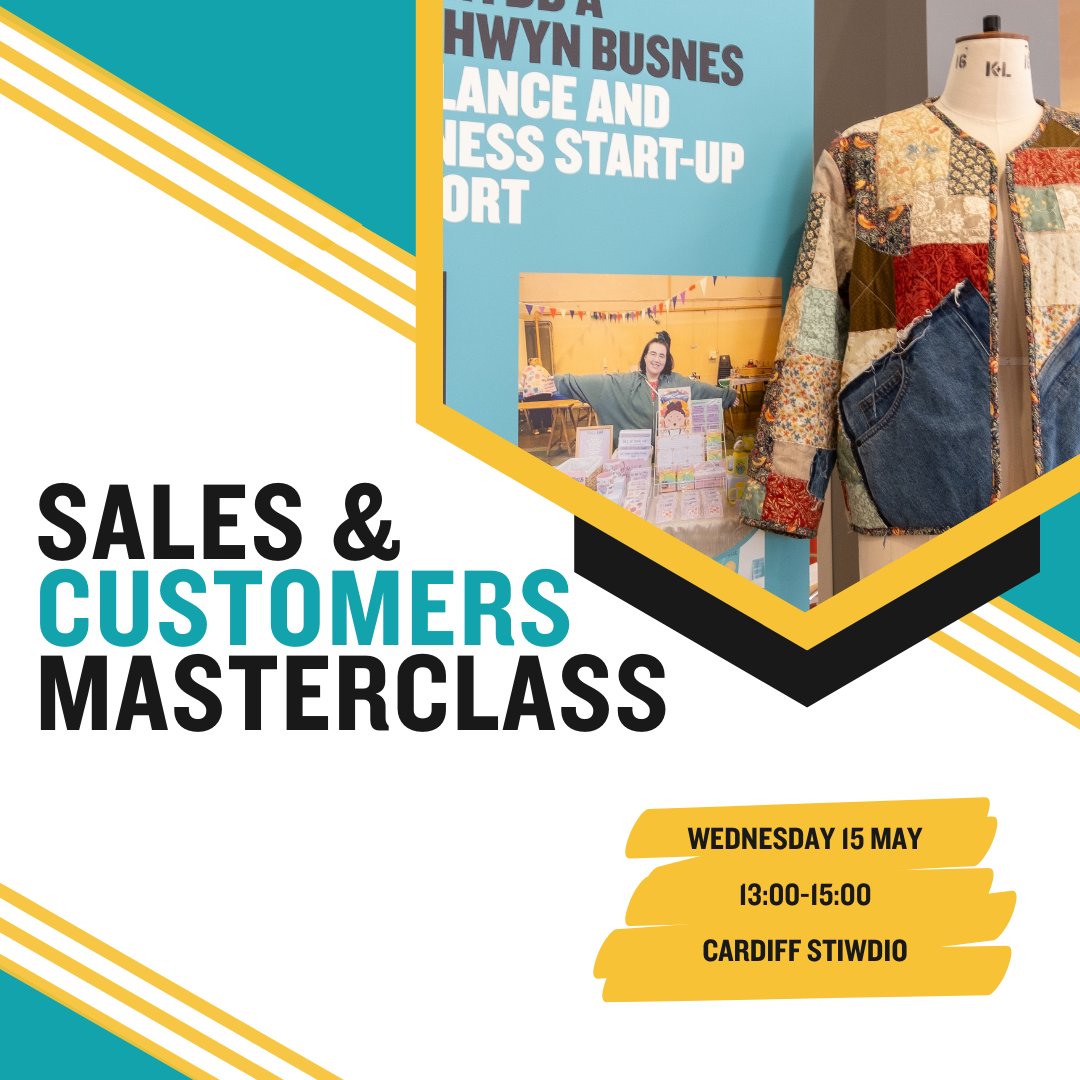 🌟 Join our Sales & Customers Masterclass! Wednesday 15 May 13:00-15:00 Cardiff Stiwdio 🎟️Book now: bit.ly/salescustomers…