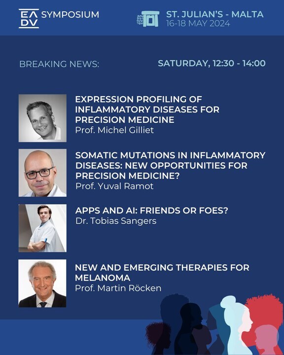 Stay updated on the latest advancements and breakthroughs in dermatology, including ground-breaking discoveries in inflammatory diseases, innovative therapies for melanoma, & the latest updates on how apps & AI are influencing dermatological practice. Join us at #EADVSymposium