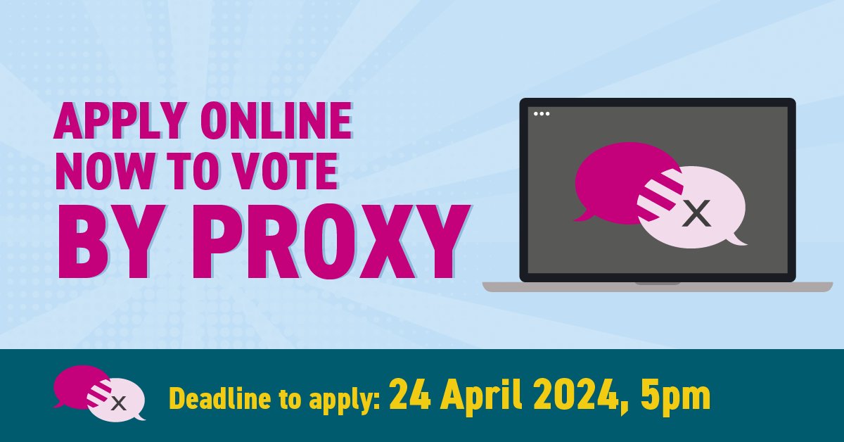Going to be away on 2 May 2024? Did you know there is still time to appoint a proxy to vote on your behalf in the upcoming elections. Apply for a proxy vote: orlo.uk/drZPB Deadline to apply is 5pm Wednesday 24 April.