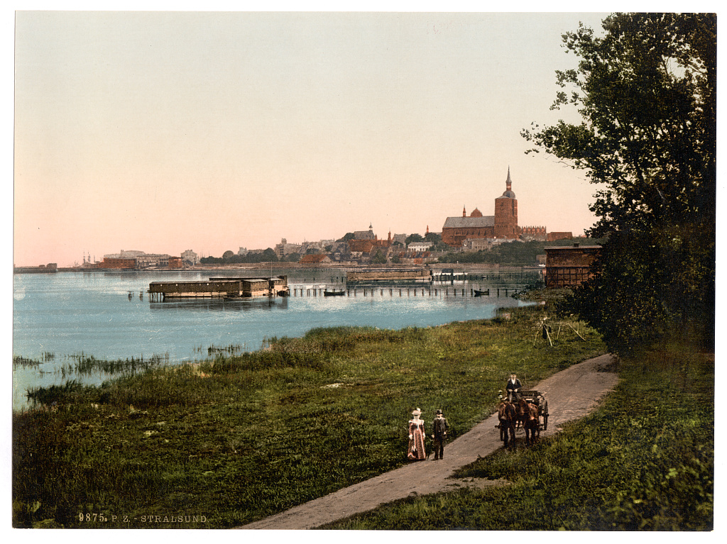 General view, from Promenade, Stralsund, Pomerania, Germany, between ca. 1890 and ca. 1900.