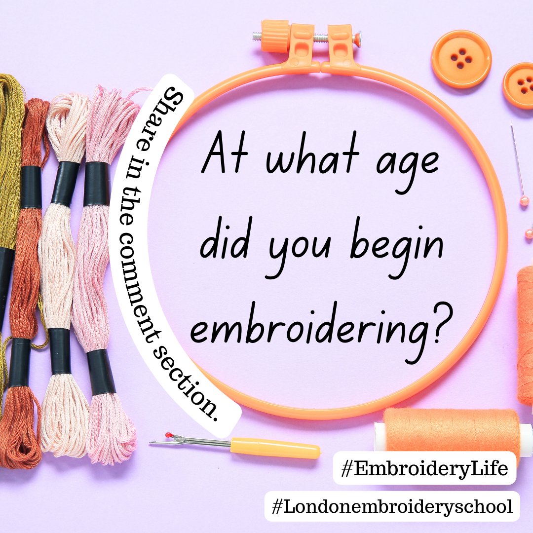 We are curious.....were you child? perhaps a teen? or did you start learning as an adult? We can't wait to find out 🧡 🧵😀 . . . #londonembroideryschool #embroidery #share #learningembroidery