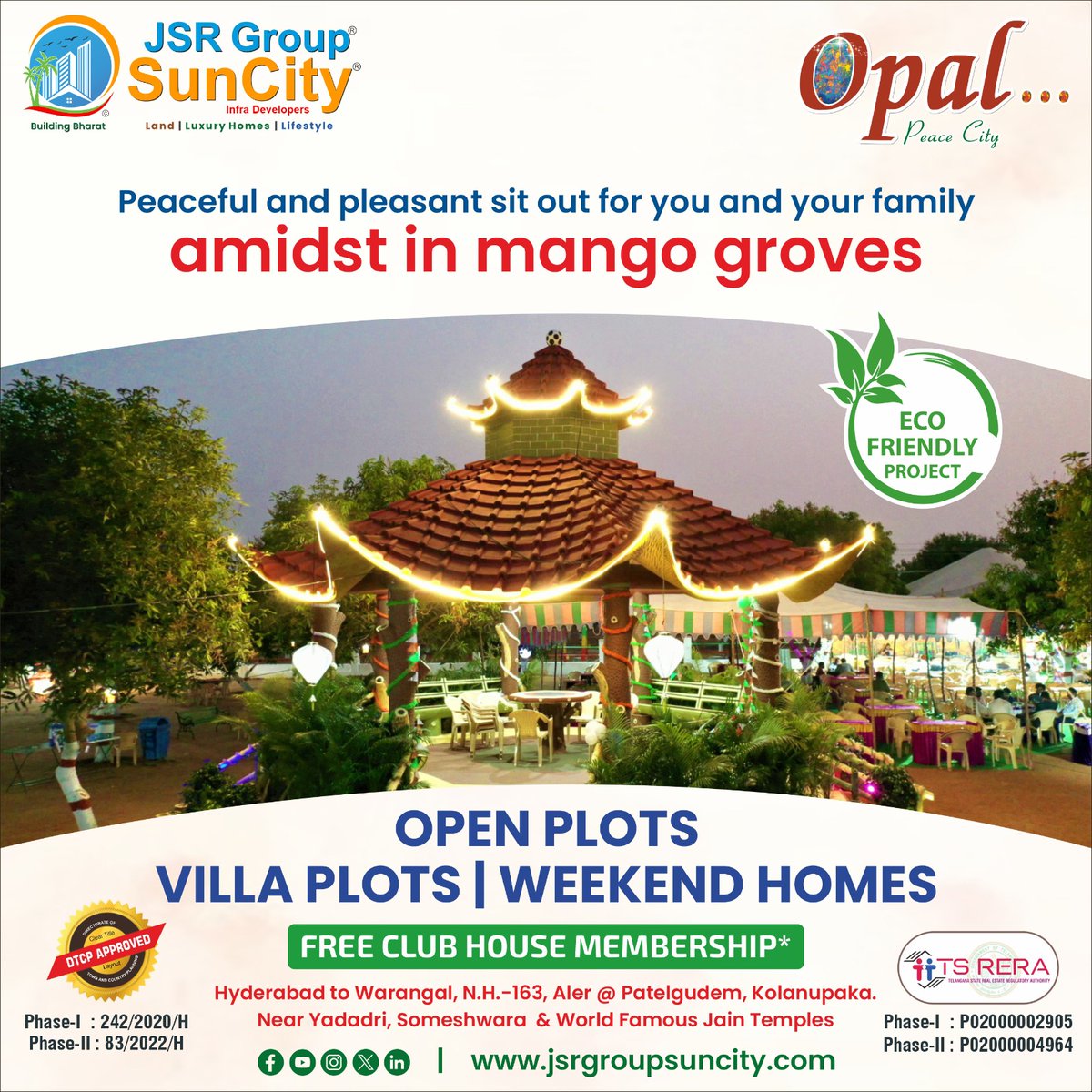 Discover serenity amidst mango groves. Our peaceful sit-out is the ideal escape for your family. Relax, rejuvenate, and reconnect with nature. For more details visit us at jsrgroupsuncity.com/opal.php

#jsrgroupsuncity #smartinvestment #MangoGroveRetreat #FamilyGetaway #ipl2024
