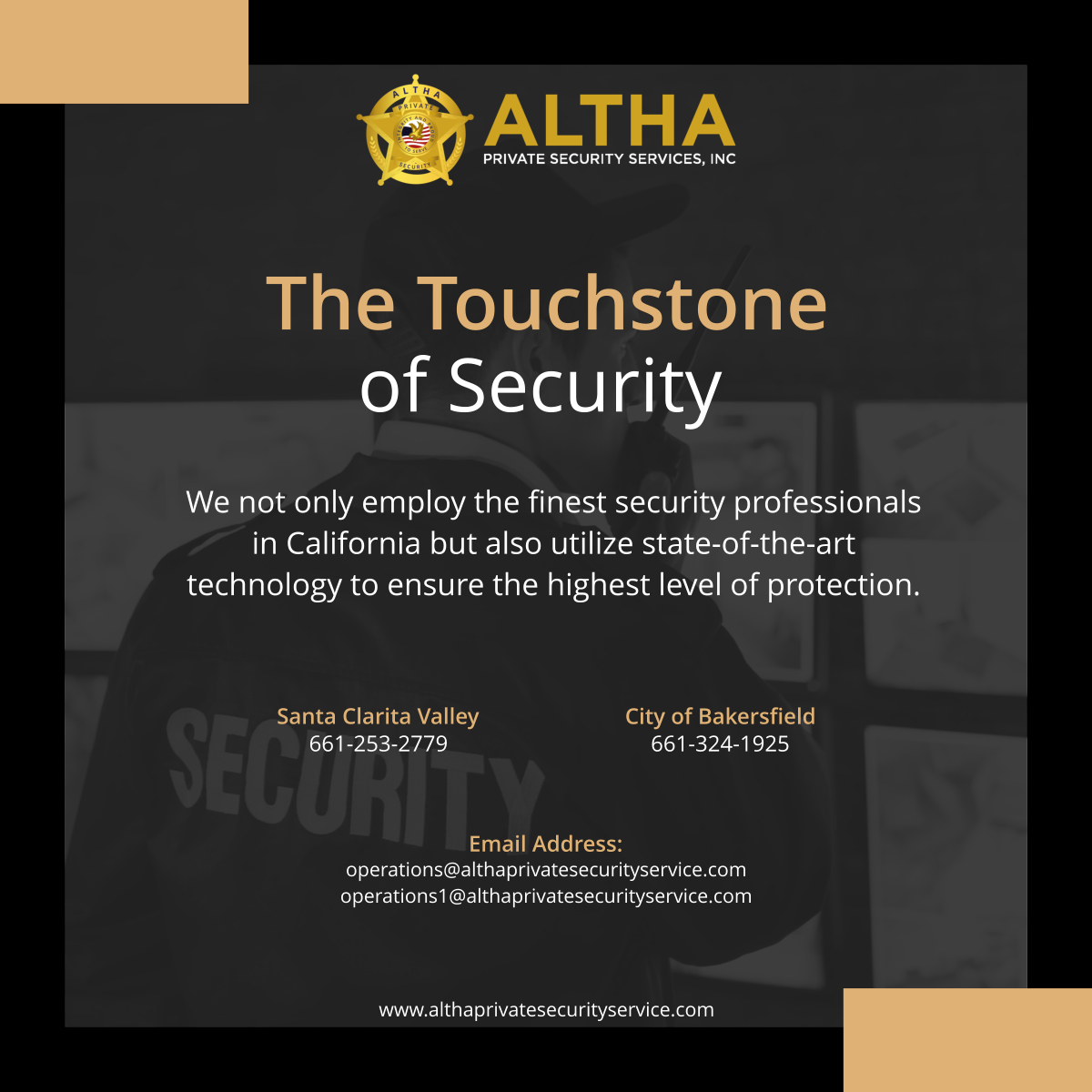 althaprivatess's tweet image. Our dedication to providing comprehensive security solutions has made us a cornerstone in the safety of our community. Whether it's commercial, retail, or event security, we set a standard that others strive to reach. 

#NewhallCalfornia #HighTechSecurity #SecurityGuardCompany