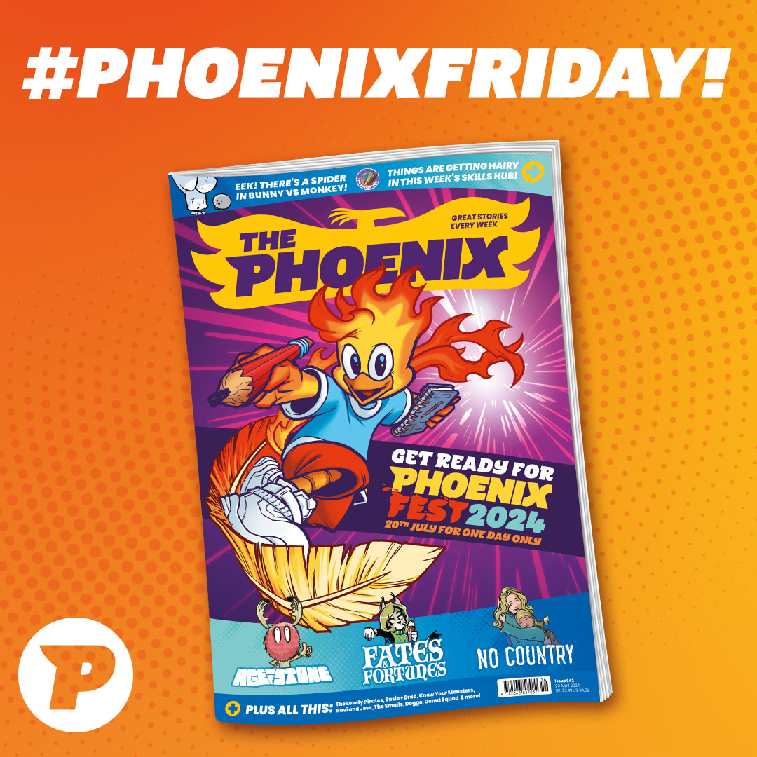 phoenixcomicuk's tweet photo. We're so excited to be releasing Phoenix Fest 2024 tickets this Monday! Are you ready? 🧐 #ThePhoenixcomic!
🎉Mega Robo Bros
🎉Bunny vs Monkey
🎉Pandora in Puzzlevale
🎉Age of Stone
🎉No Country
Check out all this and MORE! https://t.co/R3CvYHsSYJ