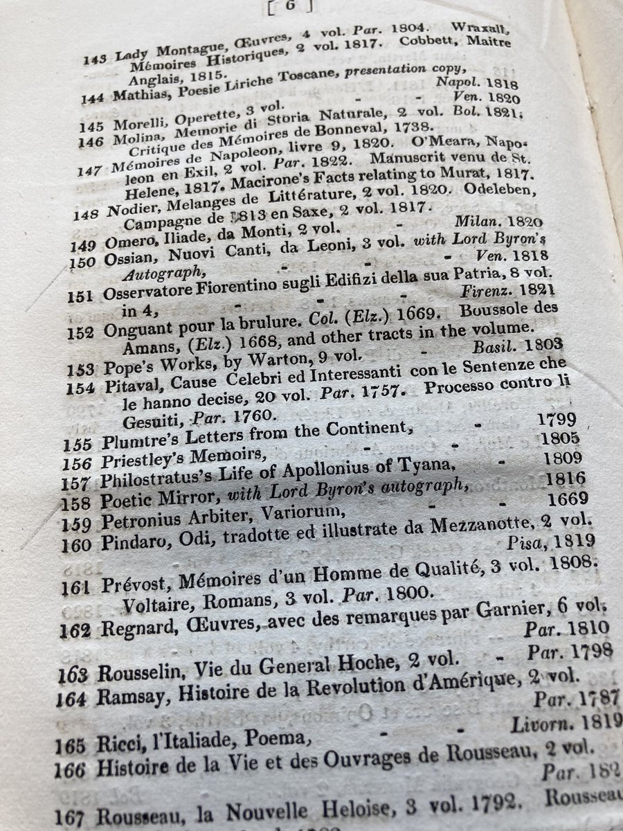 Today marks the 200th anniversary of Byron’s death in 1824. A few years later his library was sold. We have a copy of the sale catalogue which is an interesting read! @theULSpecColl Munby.c.131(8).