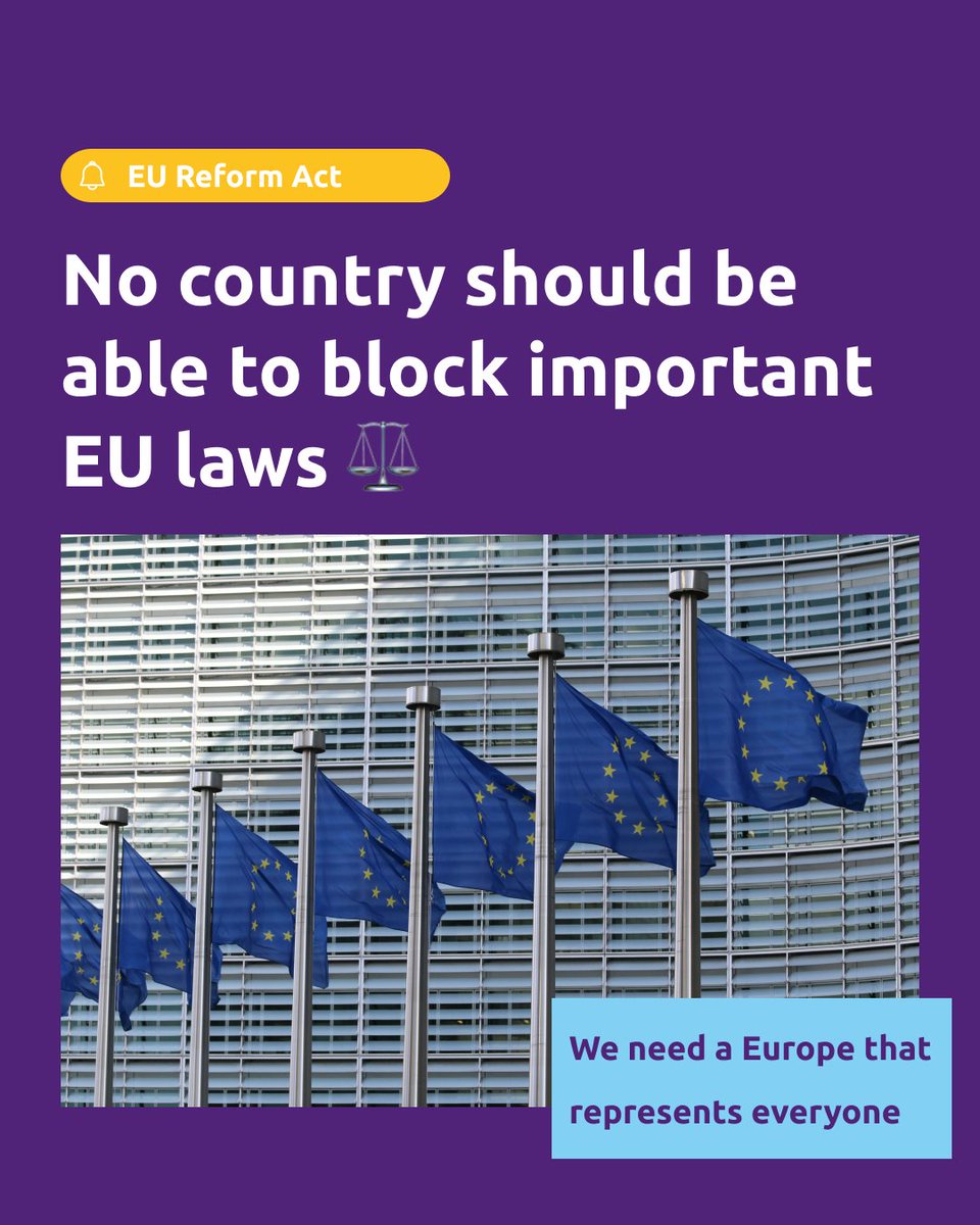 Volt believes that the EU needs to reform so that no country is able to block important laws. Therefore, suggesting:  Replacing decisions that currently require a unanimous vote with qualified majority voting (QMV) to avoid blockades by single Member State vetoes #VoteVolt