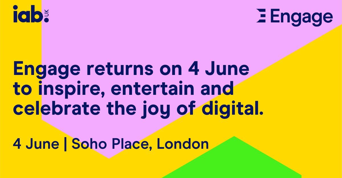 ✨#IABEngage is back & the joy of digital is in the air✨ Speakers announced incl. @WeTransfer @GoodLoopHQ @emc_uk @bauermedia & more. Head to our site for the agenda so far & to book now 👀 ps. IAB advertisers & agencies book free 🙌 iabuk.com/events-trainin…