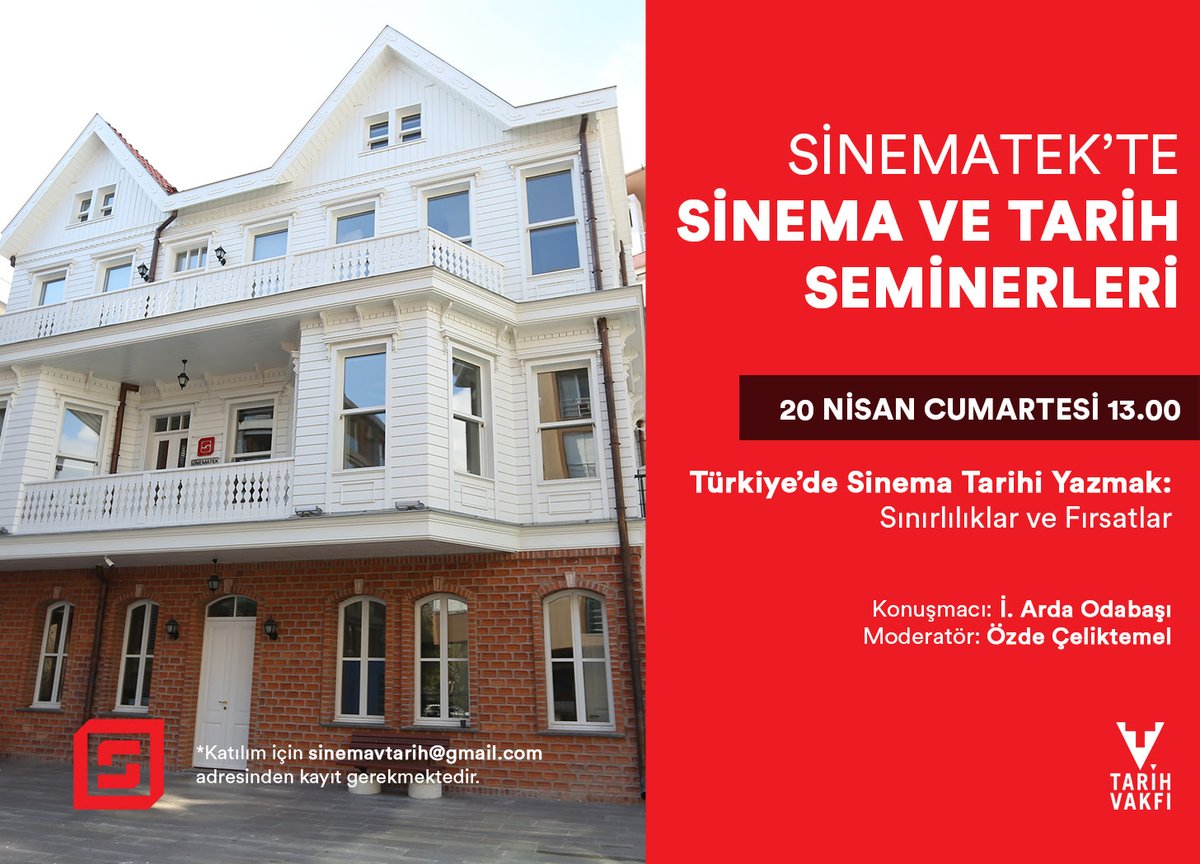 Sinematek’te Sinema ve Tarih Seminerleri devam ediyor. 20 Nisan Cumartesi günü saat 13.00’te düzenlenecek üçüncü buluşmanın konuğu İ. Arda Odabaşı olacak gazetekadikoy.com.tr/kultur-sanat/s…