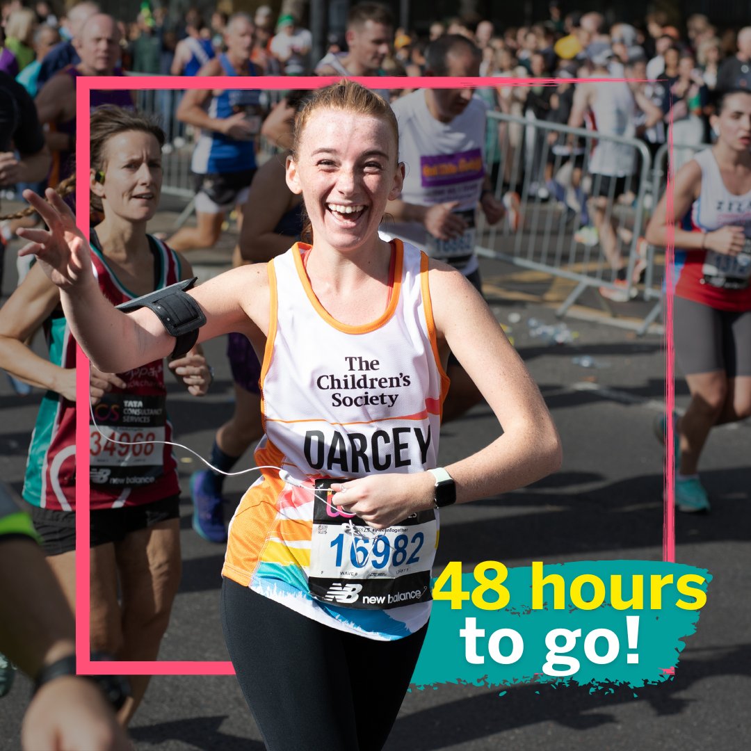 Only 48 hours to go until the #LondonMarathon2024! We have an amazing team running for The Children’s Society, and we’ll all be cheering them on this Sunday. Best of luck to everyone who's taking part! 🏃