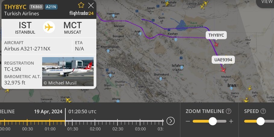 The earlier closure of Istifahan Airspace began at 23:30 hrs Tehran time.