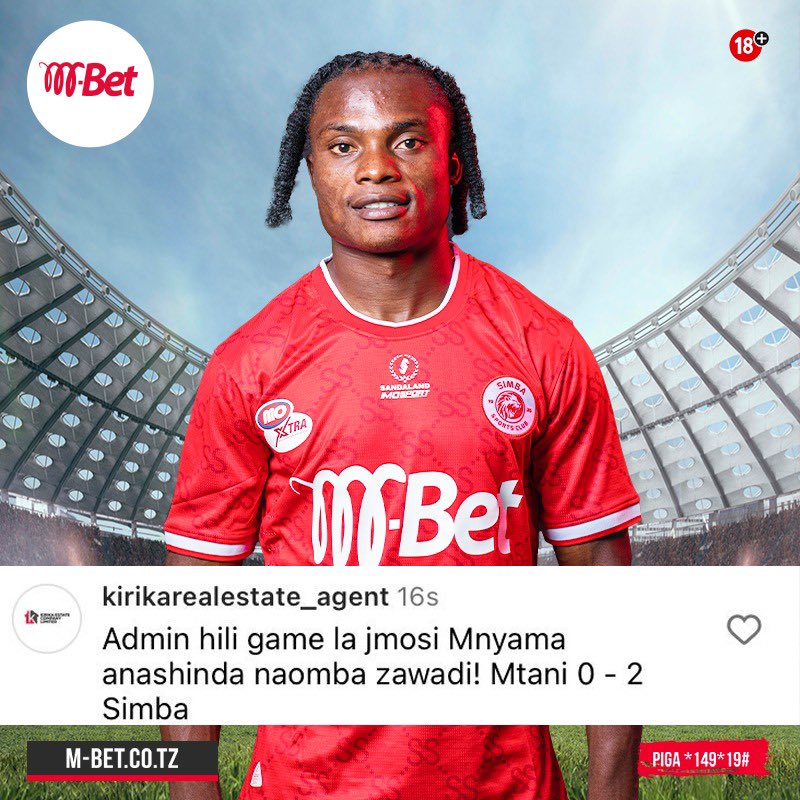 ▶️Hii ni nyingine mpya kutoka <a href="/mbet_tz/">M-Bet TZ</a> ondoka na zawadi  kubwa!

🔥Mtani vs Simba, April 20.

🎮Kuna zaidi! Wale watakaoshare tiketi zao za M-BET na kutu-tag <a href="/mbet_/">yaw</a> tz na utabiri sahihi wataingizwa katika droo ili kushinda PS /Xbox. Droo itafanyika Mei 2

#MbetTz #MtaniVsSimba
