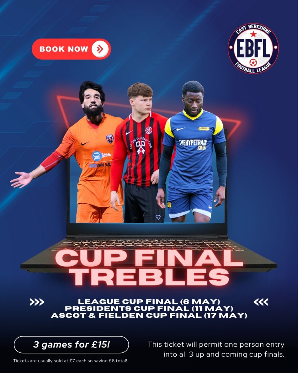 SPECIAL OFFER ALERT! 🔔🔔🔔

You can watch all three EBFL finals for the special price of £15 saving you £6 total.

Make the most of this offer here > i.mtr.cool/otoscnvrlb 👈🏻

#EBFL