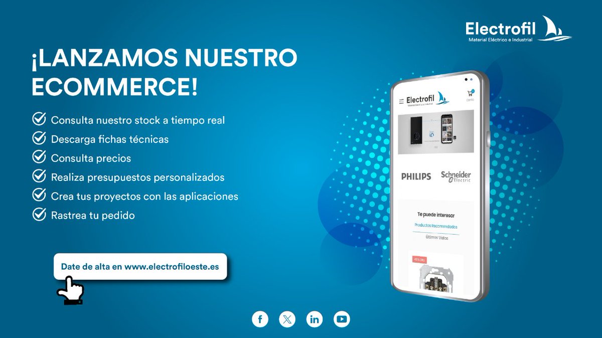 Esta semana Electrofil ha lanzado su ecommerce. Una nueva herramienta de venta digital con la que ofrece la excelencia del servicio al cliente.

Infórmate de todo:
asinet.com.es/noticias/
🌐 asinet.com.es
#asinet #asociacioninstaladores #asociacion #haciendosector