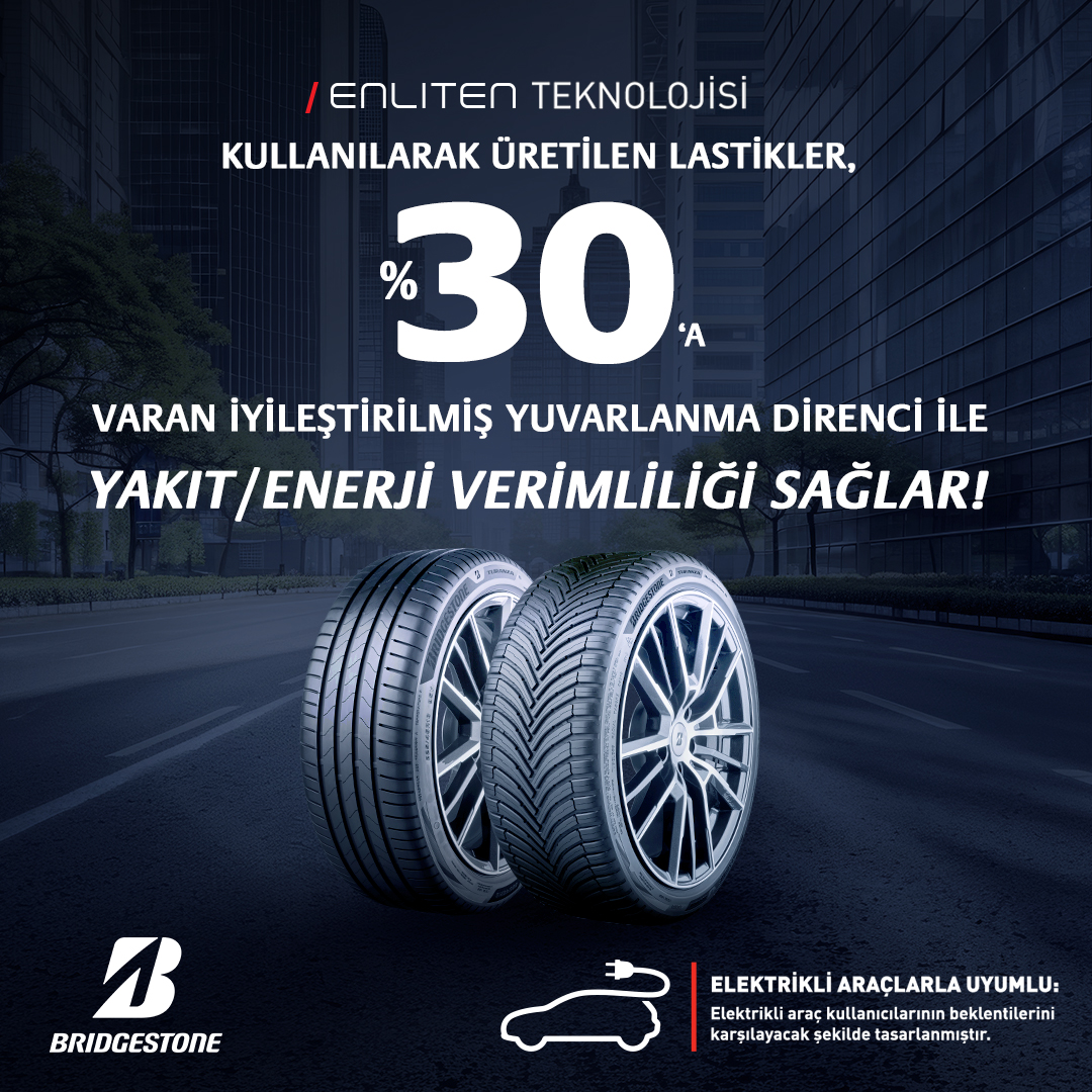 #Enliten Teknolojisi kullanılarak üretilen lastikler %30’a varan iyileştirilmiş yuvarlanma direnci sayesinde yakıt ve enerji tasarrufu sağlar. #KusursuzPerformans #Bridgestone