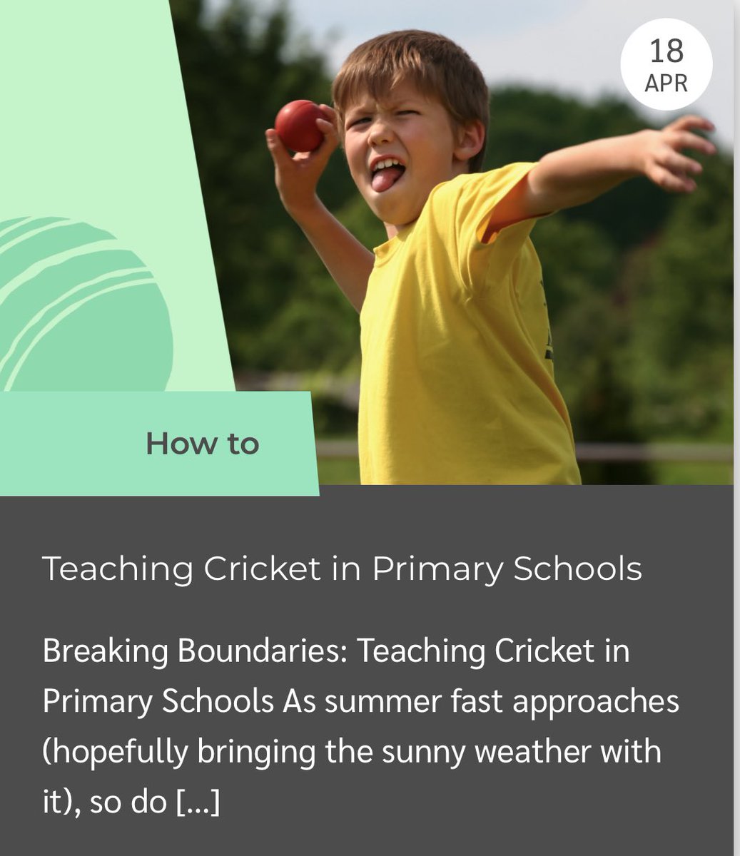 As we head into the summer term here in the UK, check out my blog for <a href="/ThePEhub/">ThePEhub</a>  where I give 5 handy tips for teaching cricket in primary schools 

thepehub.co.uk/teacing-cricke…

#primarype #primarycricket #cricket