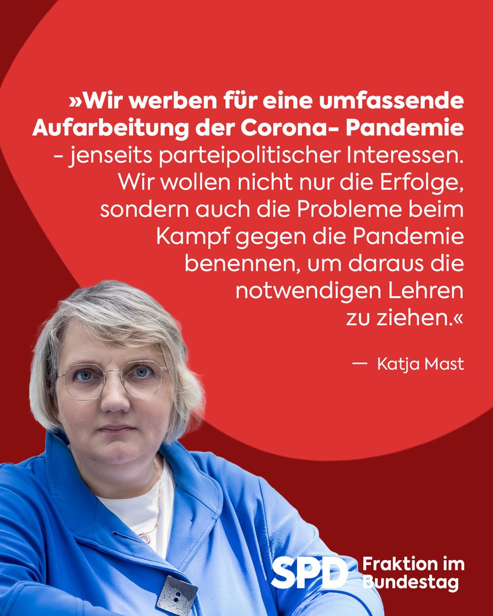 'Wir schlagen als ersten Schritt einen Bürgerrat vor, in dem zufällig ausgewählte Menschen ihre Erlebnisse schildern & Empfehlungen für die Zukunft aussprechen können', so @KatjaMast. Das Ziel sei, die Aufarbeitung nah an den Menschen zu organisieren.