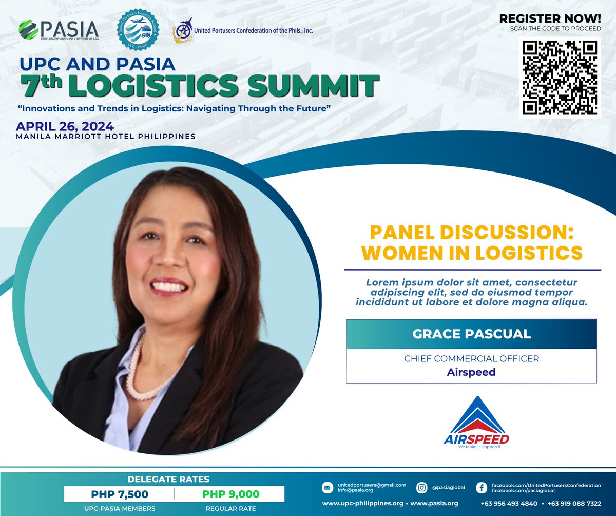 Dive into the insights, challenges, and successes of women shaping the logistics industry, inclusive and equitable workplaces.

#PASIA #UPC #unitedportusersconfederation #supplychain #warehousemanagement #logistics #LogisticsLeaders #3PL #oilandgas #Cemat #airspeed