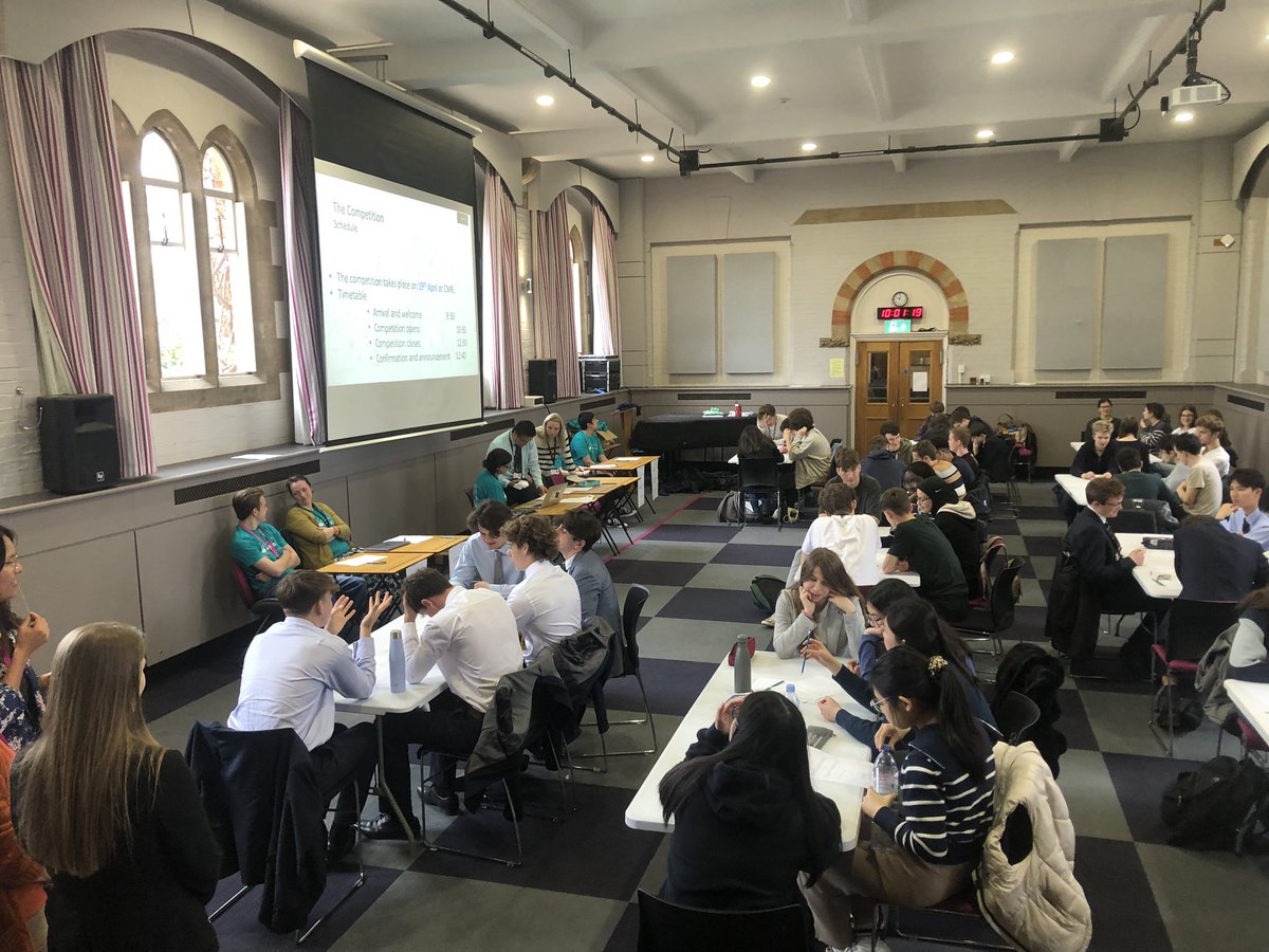 There is an excited buzz in the room as we wait to start the Naboj Maths competition. It is a pleasure to host teams from several local schools @Fitzharrys @WheatleyPark @KAs_Wantage @SHSKSchool @OxfordHighSch and Bartholomew School. math.naboj.org/gb/en/