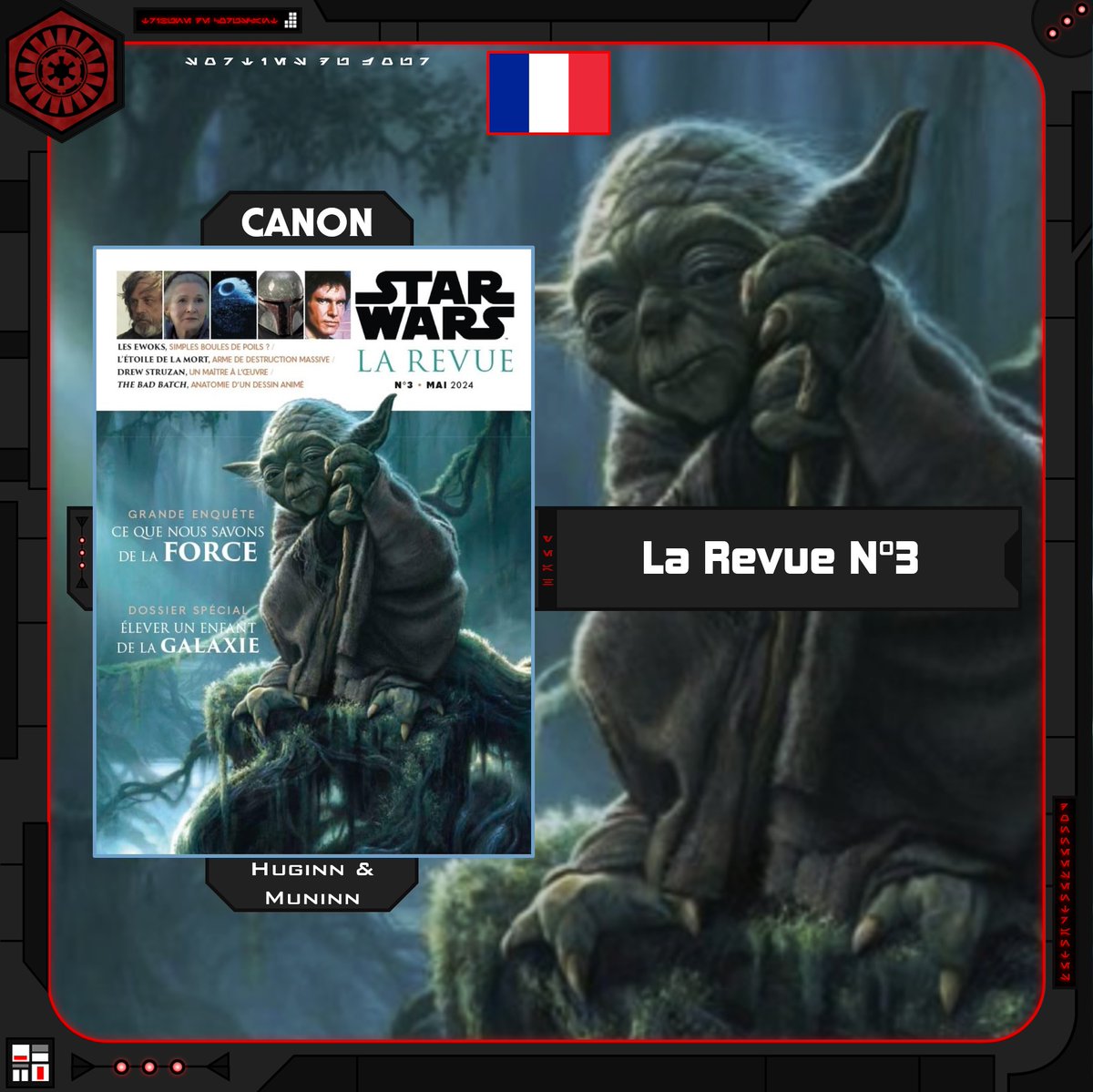 LTCoruscant's tweet photo. 𝐒𝐎𝐑𝐓𝐈𝐄 𝐃𝐔 𝐉𝐎𝐔𝐑

🔴 [Français] Star Wars : La Revue n°3
Magazine Canon
Éditeur : Huginn &amp; Muninn
Prix : 24,95€

#LaTribunedeCoruscant #StarWarsLaRevue #HuginnMuninn https://t.co/wwgj8y8fyd
