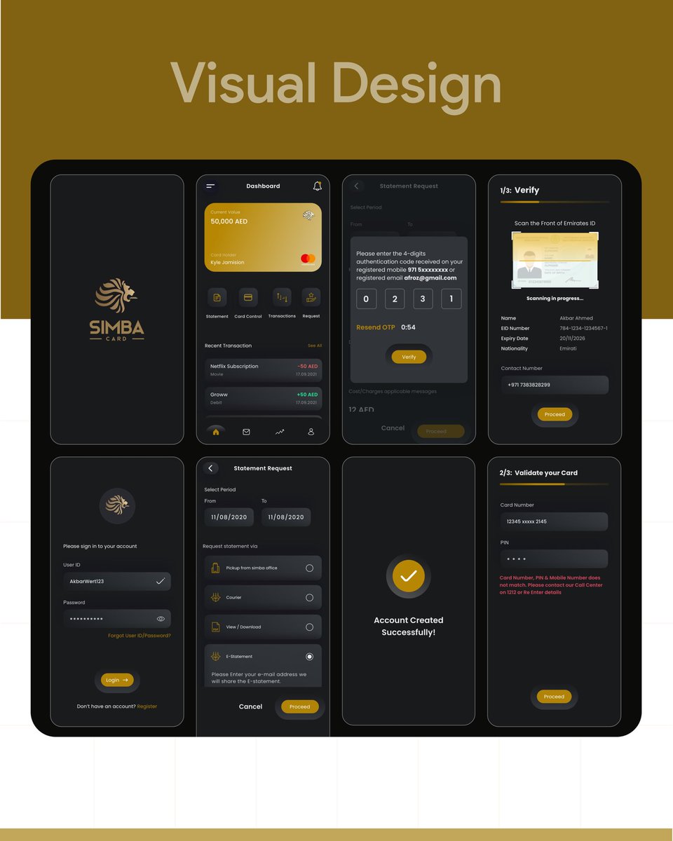 Simba Card  Financial App Design - Project Show case 😍

Hope you like this ❤

#ui #ux #uidesign #uiuxhashta #uxdesign #uxdesigner #uxui