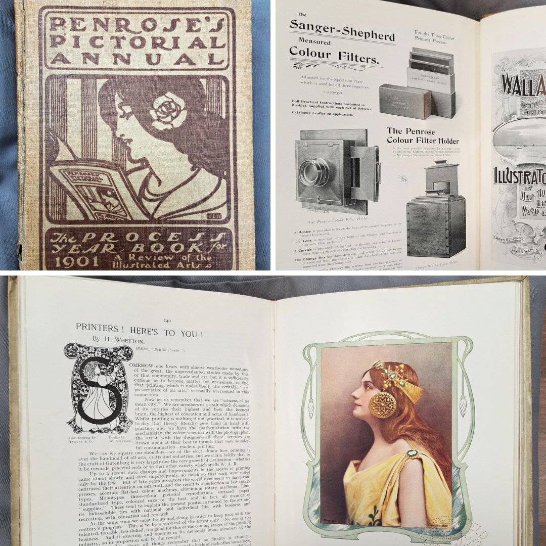 The Penrose's Annual (1896-1976) offers a unique look into the record of print media and its various uses. Each volume is beautifully illustrated with striking drawings, maps & photographs that embody the process of the graphic arts across the years 🎨🖌️ hud.ac/rx9