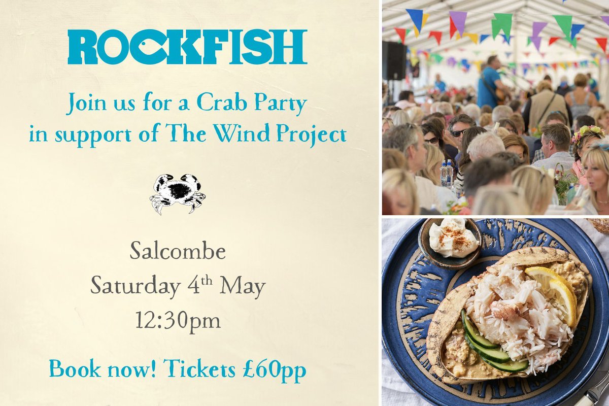 This year, @therockfishuk are sponsoring @SalcCrabfest and kick-starting the celebrations with their Rockfish Crab Party. The aim of the event is to raise as much money as possible for The Wind Project. Tickets cost £60pp and can be purchased here: therockfish.co.uk/products/crab-…