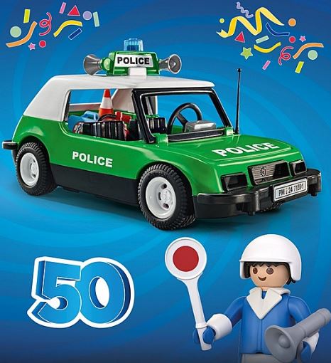 🎉Celebrate the 50th anniversary of PLAYMOBIL with the iconic Anniversary Police Car🚓! This #retro set features a 1970s PLAYMOBIL figure, cones, and other accessories. Experience the timeless joy of the 'Classic Police Car' anniversary set! #PLAYMOBIL50th #AnniversaryPoliceCar