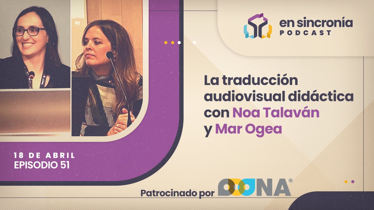 🎧Ayer estrenamos episodio de #ensincroníapódcast. Una entrevista sobre traducción audiovisual didáctica con @NTALAVAN y @MarOgea. ¡No os la perdáis! ensincroniapodcast.com/1112315/149134…