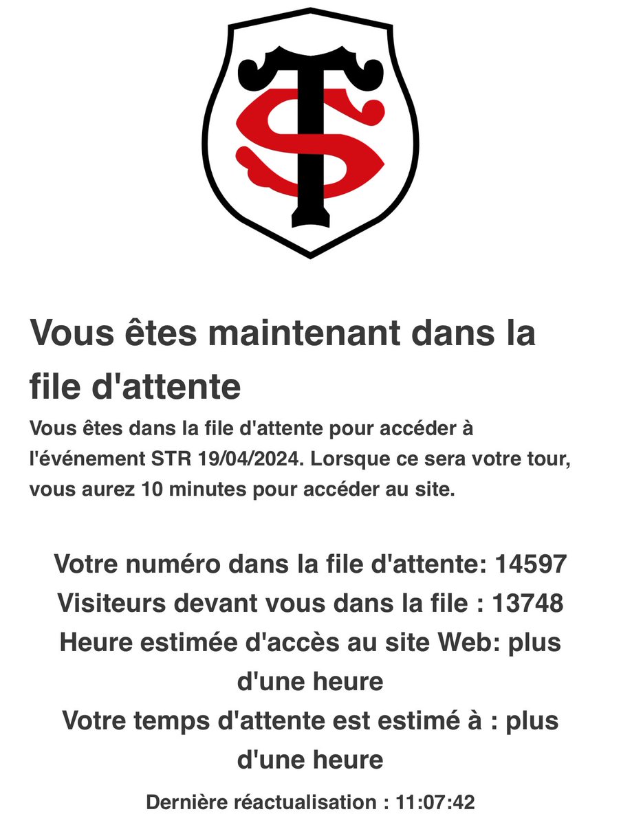 Près de 15 000 personnes sont en file d’attente pour avoir des places pour la demi-finale Stade Toulousain - Harlequins au Stadium !