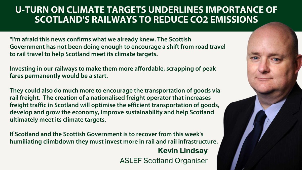 Disappointing news from Scottish Government on U-turn on climate targets. If we are serious about the climate emergency we need action on rail freight and trains fares to get trucks off the road and people out of cars