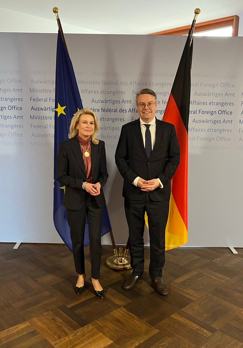 🇩🇪Prior to the Leinsweiler Seminar in Berlin, President @PiaKauma met with @tobiaslindner at the @AuswaertigesAmt to discuss the German perspective on the OSCE, the work of the @oscepa on supporting #Ukraine and the upcoming Annual Session in #Bucharest