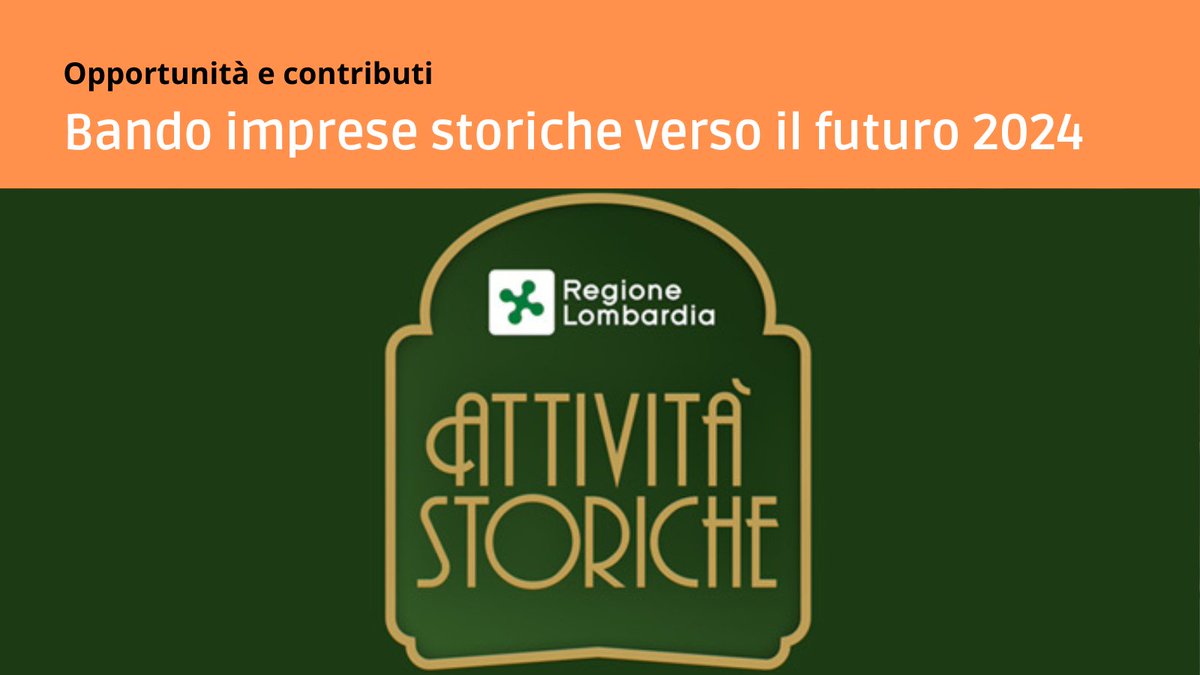 Fino alle ore 12 del 31 maggio 2024 è possibile partecipare al “Bando Imprese storiche verso il futuro”, iniziativa promossa da Regione Lombardia e dal sistema camerale lombardo. Per informazioni visita ow.ly/xs5J50RcS7h 

#regionelombardia #impresestoriche #bergamo