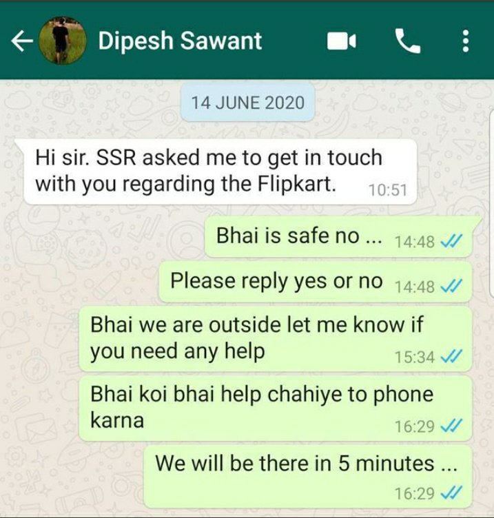 On 14th June when Sushant was not opening the door , Dipesh was talking to someone on behalf of Sushant regarding flipkart deal. Isn't it strange ? 

' Bhai is safe no '. What does it mean?? @Copsview @DoPTGoI @CBIHeadquarters

#BoycottBollywood
House Staff Witness InSSRCase