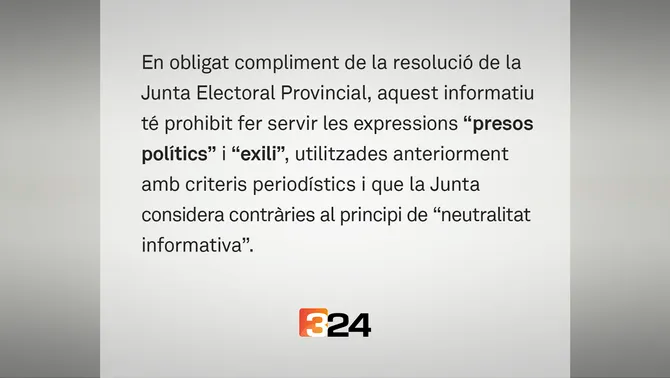 Just like six years ago, the Spanish Electoral Commission censored the Catalan public broadcaster @ccma_cat that it is not allowed to talk about political prisoners and exiles during the election campaign. In response it showed this message after each news bulletin.