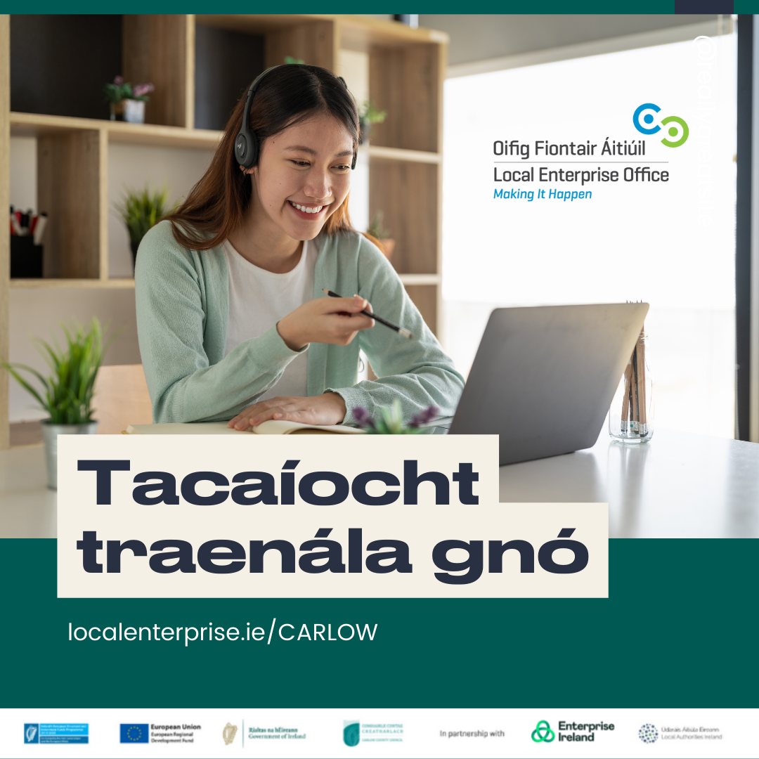 Faigh eolas maidir le chúrsaí traenála gnó atá le teacht i gcontae Ceatharlach ag buff.ly/2qgmIez @Carlow_Co_Co @CarlowPPN