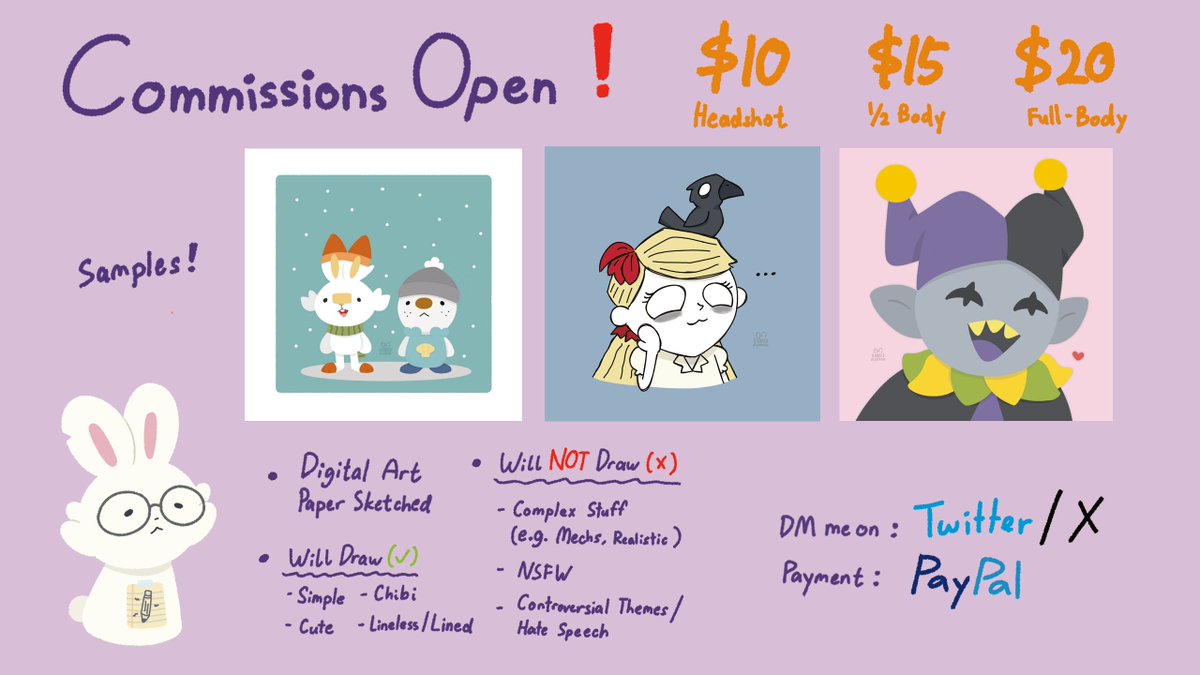 Elzrydo's tweet image. YES! I'm starting to open commissions
Mostly doing characters for now
Right now, I got 3 slots available (0/3)
DM me for a spot