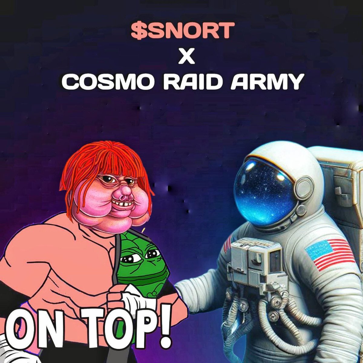 COSMO RAID ARMY X $SNORT Perfect project for y'all to ape in Great launch Based dev with a backup professional Raid Army 🔥 This could possibly send Now is the perfect time to invest. Current MCAP: $600k X:x.com/snorteth TG:t.me/snorteth