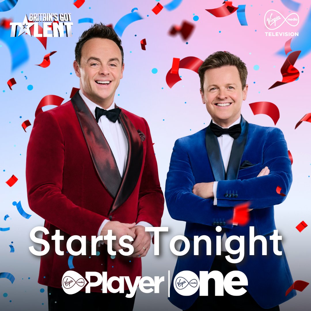 The wait is over... the biggest party on telly is BACK! 🎉 Brand New: Britain's Got Talent, Starts Tonight at 7:30pm on Virgin Media Player & Virgin Media One 📺 #BGT