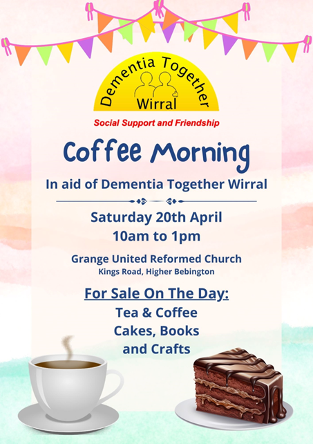 Join us tomorrow for a cuppa and cake at Grange United Reformed Church, Kings Road, Higher Bebington.