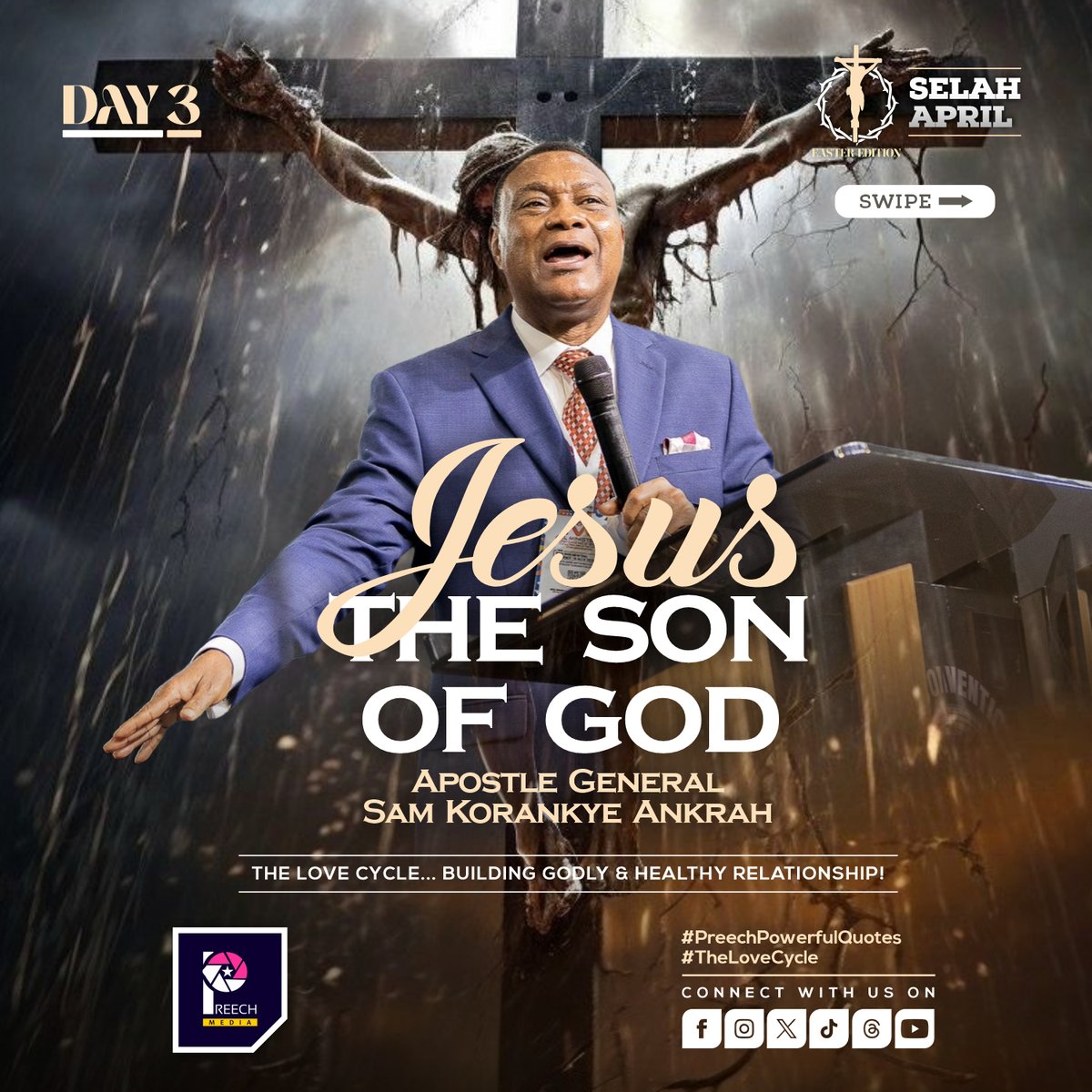 PreechMedia's tweet photo. #DailyQuotes
#PreechPowerfulQuotes
#TheLoveCycle
#SelahApril
#EasterEdition
JESUS, THE SON OF GOD
- Aps. Gen. Sam Korankye Ankrah https://t.co/BGEQR0GUMH