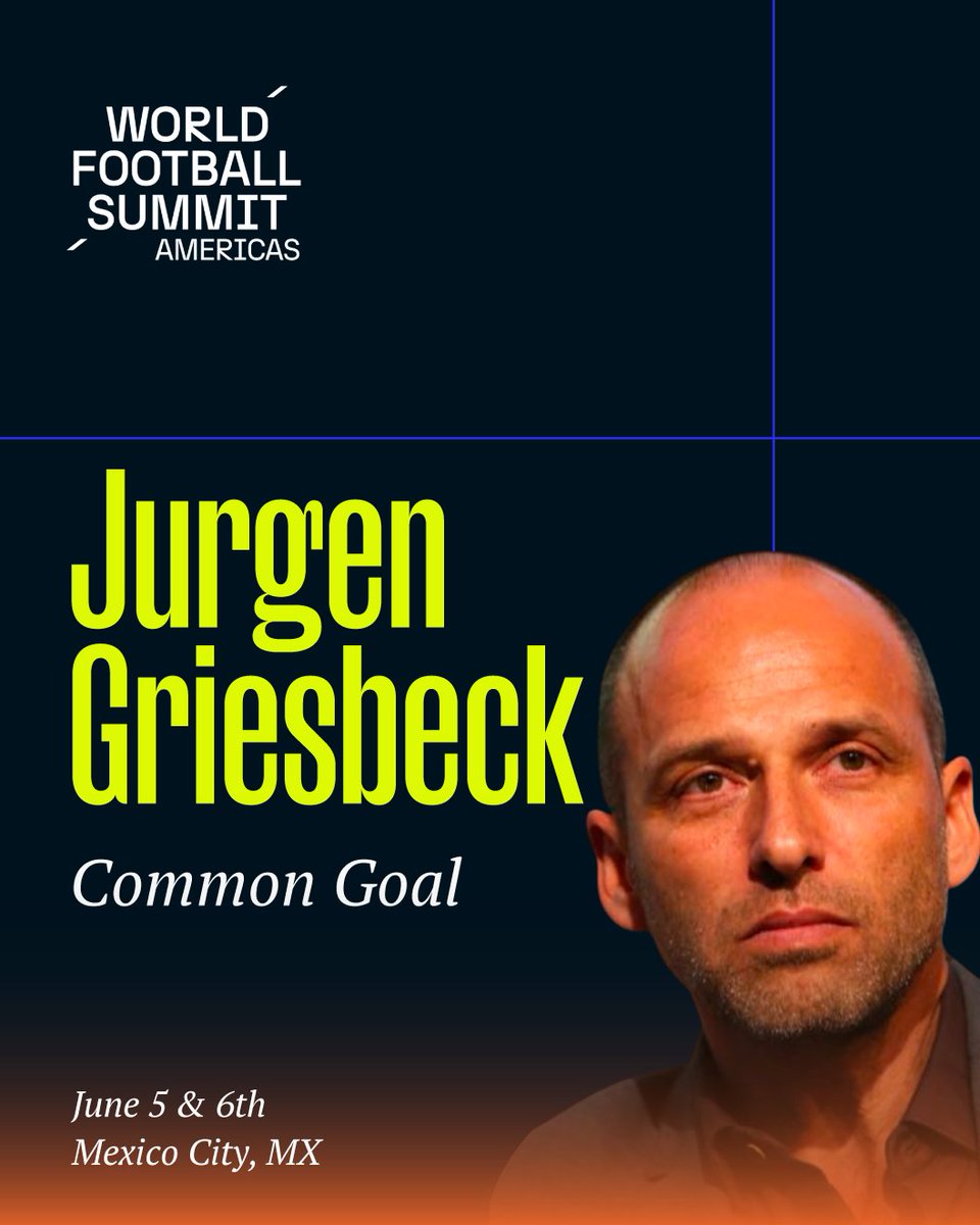 This one needs no introduction...but we'll give it anyway 😉 Please welcome back @JurgenGriesbeck, CEO & Founder of @CommonGoalOrg and past #WFS speaker! 📍Mexico City 📅 June 5th & 6th 🤝 In partnership with @soccermedia_ 🎟️ americas.worldfootballsummit.com/tickets-world-…