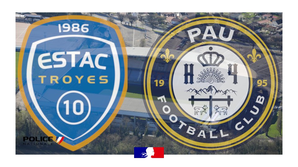 #Football 
Ce soir à 20h45 au stade de l'Aube #Troyes. 
Rencontre entre le club @estac_officiel et @PauFootballClub.  
Fermeture de l'avenue Schuman @VilledeTroyes. Présence de @PoliceNat10 et de la #PoliceMunicipale pour votre sécurité.   
#Protéger