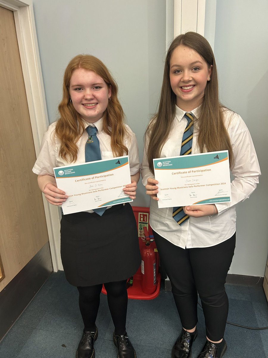 Well done to Sophie and Billie-Jo who competed last night in the East Ayrshire Young Musician Competition. Brilliant performances from both of you. 🎶