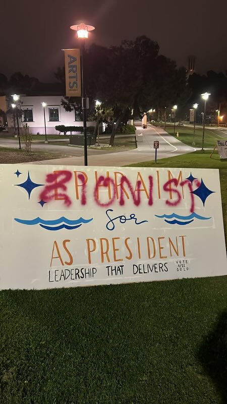 Yet another example of the hostility faced by Jews on campus: A few hours ago, a Jewish candidate for student body president at UCSB, Ephraim Shalunov, was targeted by antisemitic graffiti. By the way, elections are next week … during Passover.