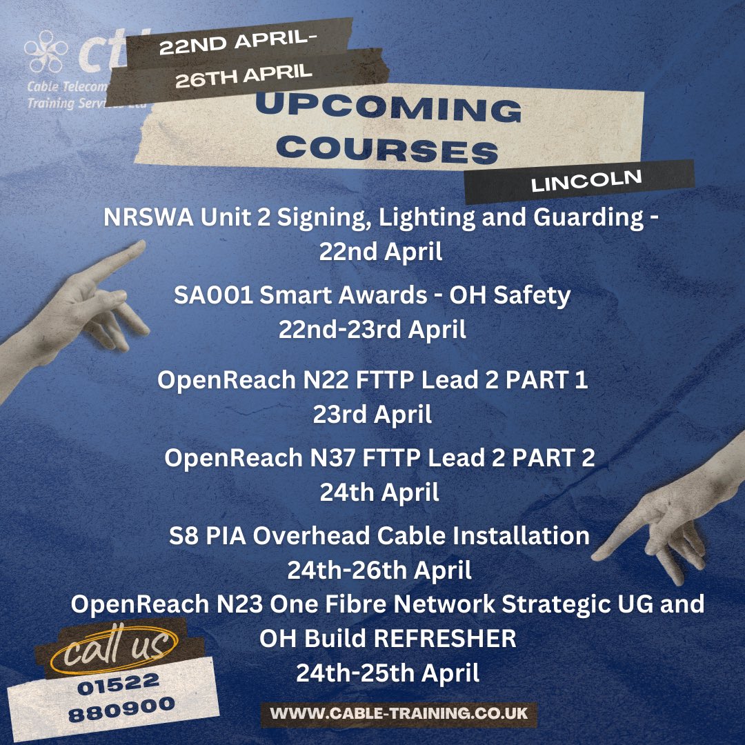 🌟 Ready to elevate your skills? 🚀

Join us next week for an array of exceptional courses in both Lincoln and the Scottish Borders!

Whether you're looking to sharpen your expertise or explore new 'horizons', we've got you! 

#telecomtraining #PIA #trainingcourses