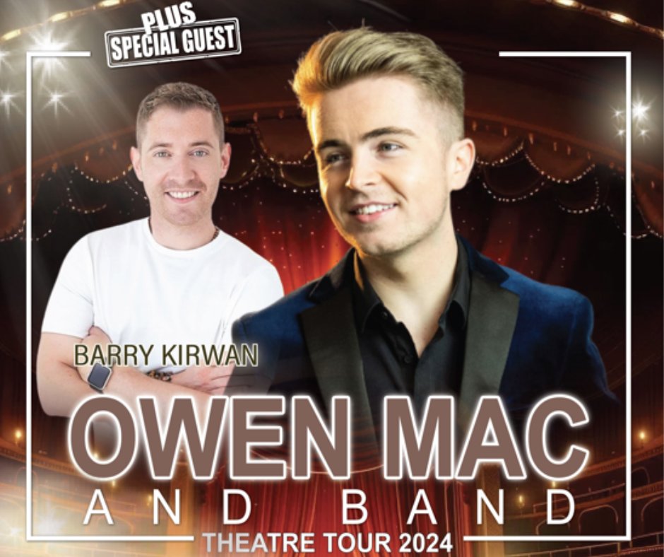 Owen Mac in Concert (with special guest @bazkirwan) Join us on Thursday 23 May for a brilliant evening of music where Owen Mac will perform his trademark Country, Irish and Gospel hits! Tickets on sale now at burnavon.com/whats-on/owen-…