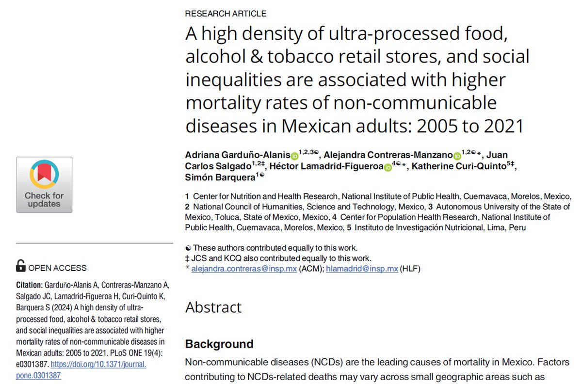 🔥On diet, inequality and NCDs in Mexico -- new paper by @AdrianaGarduoA1 et al. journals.plos.org/plosone/articl…